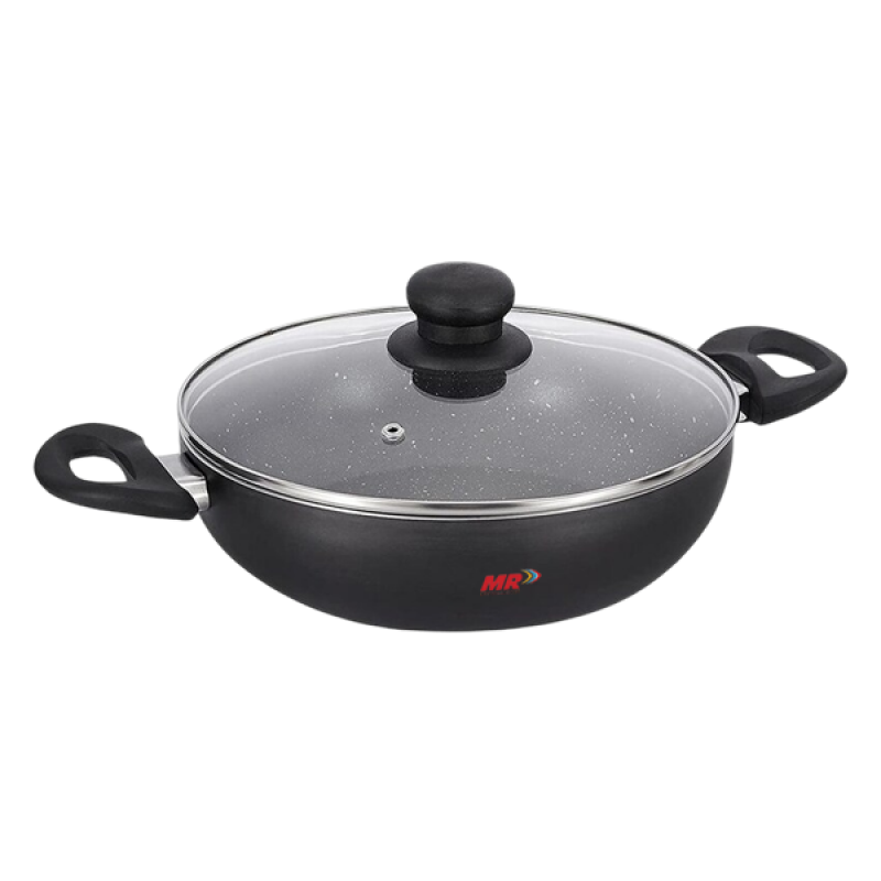 MR Kadai Tawa Frypan With Glass Lid Induction Base | Non stick 3 layer coating | IKTF GL 22 MR Kadai Tawa Frypan With Glass Lid Induction Base | Non stick 3 layer coating | IKTF GL 22