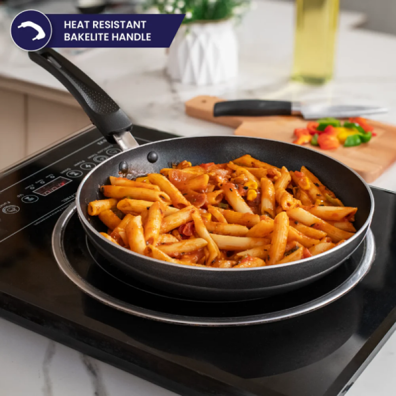 MR Kadai Tawa Frypan With Glass Lid Induction Base | Non stick 3 layer coating | IKTF GL 22 MR Kadai Tawa Frypan With Glass Lid Induction Base | Non stick 3 layer coating | IKTF GL 22