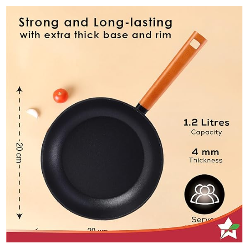 Wonderchef Caesar Forged Virgin Aluminium Fry Pan | 1 L | 20 cm | Black Wonderchef Caesar Forged Virgin Aluminium Fry Pan | 1 L | 20 cm | Black