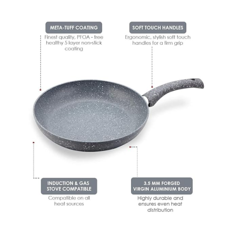 Wonderchef Granite Non-Stick Fry Pan | 26cm | Induction Bottom | Virgin Grade Aluminium | Grey Wonderchef Granite Non-Stick Fry Pan | 26cm | Induction Bottom | Virgin Grade Aluminium | Grey