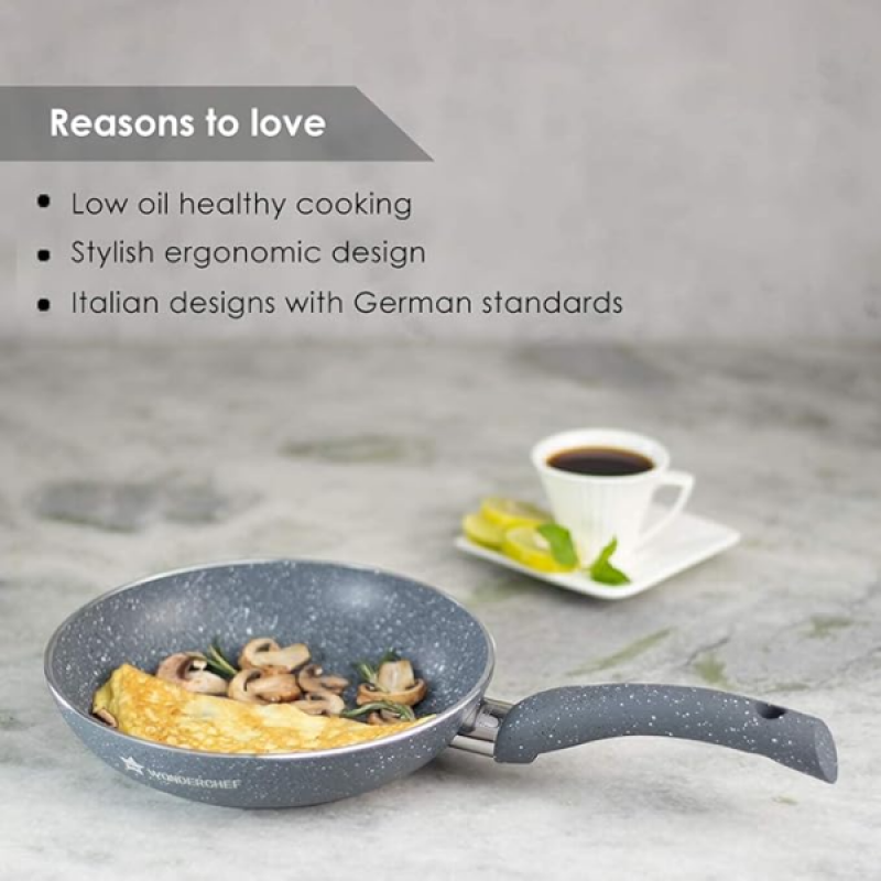 Wonderchef Granite Non-Stick Fry Pan | 26cm | Induction Bottom | Virgin Grade Aluminium | Grey Wonderchef Granite Non-Stick Fry Pan | 26cm | Induction Bottom | Virgin Grade Aluminium | Grey