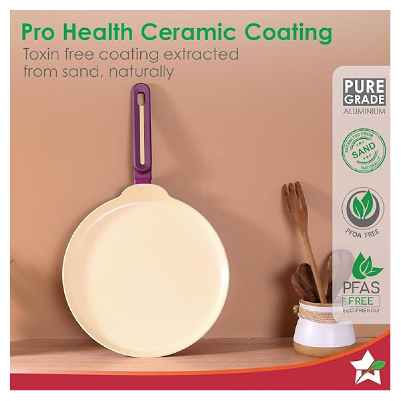 Wonderchef Bellagio Dosa Tawa | 28 cm | Non-Stick Ceramic Coating | Non-Toxic | Pure Aluminium | Purple Wonderchef Bellagio Dosa Tawa | 28 cm | Non-Stick Ceramic Coating | Non-Toxic | Pure Aluminium | Purple