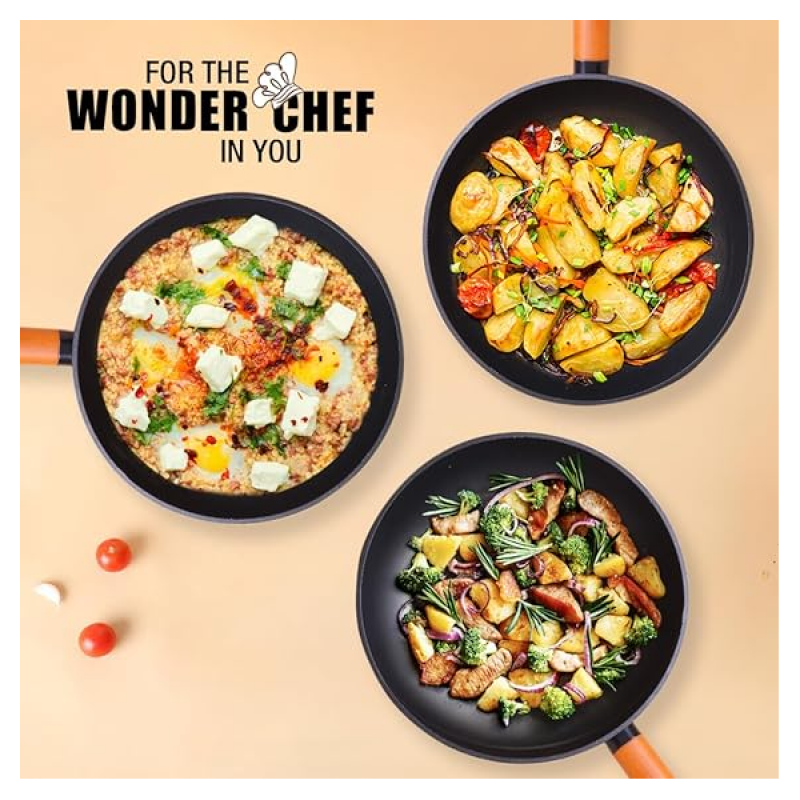 Wonderchef Caesar Forged Virgin Aluminium Fry Pan | 24 cm | Black Wonderchef Caesar Forged Virgin Aluminium Fry Pan | 24 cm | Black