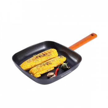 Wonderchef Caesar Forged Virgin Aluminium Grill Pan | 24cm | Greblon C3 | Non-stick Coating | PFOA Free German Beechwood Handles | Black