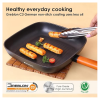 Wonderchef Caesar Forged Virgin Aluminium Grill Pan | 24cm | Greblon C3 | Non-stick Coating | PFOA Free German Beechwood Handles | Black