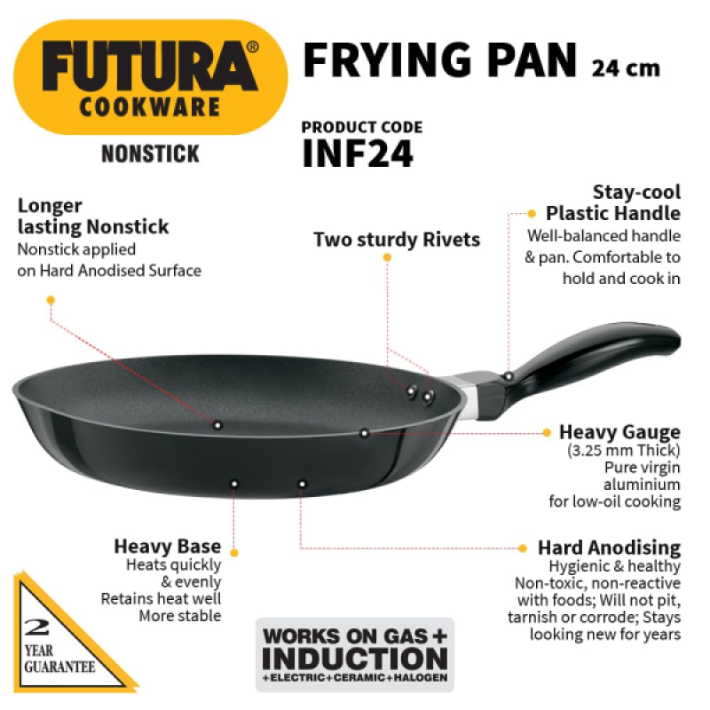 Hawkins Futura Nonstick Frying Pan | 24 cm | INF24 Hawkins Futura Nonstick Frying Pan | 24 cm | INF24