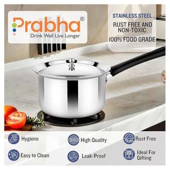 Prabha Stainless Steel Virgo Sauce Pan with lid | 16 cm