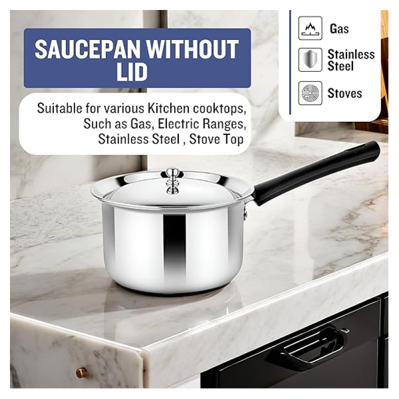 Prabha Stainless Steel Virgo Sauce Pan with lid | 16 cm Prabha Stainless Steel Virgo Sauce Pan with lid | 16 cm