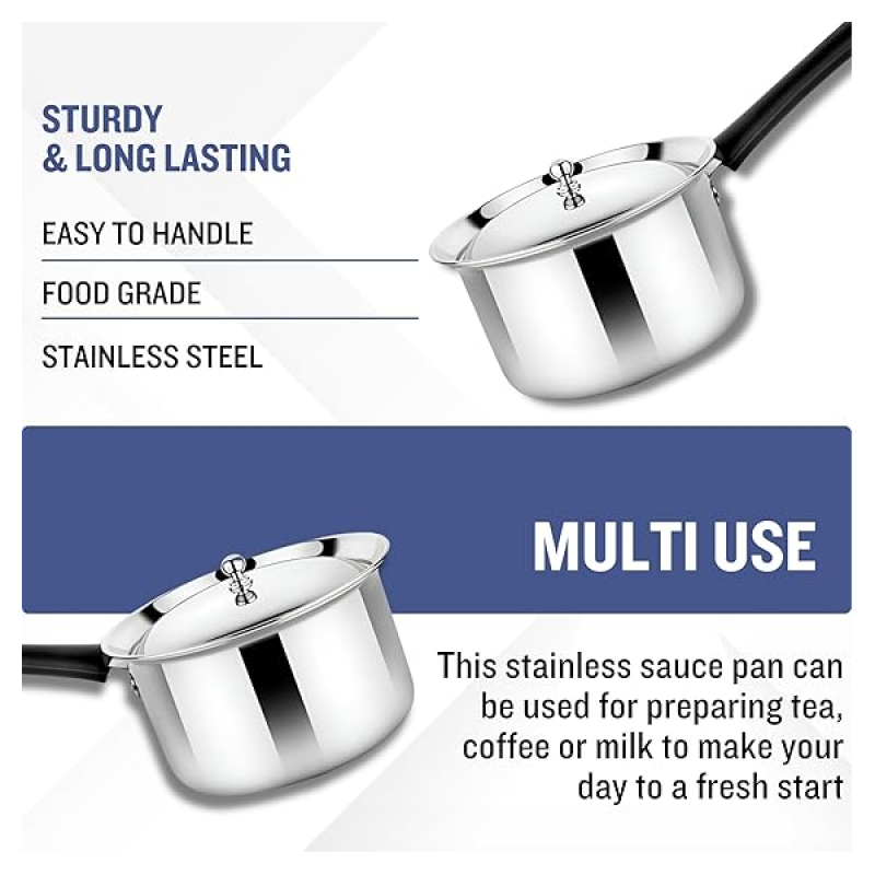 Prabha Stainless Steel Virgo Sauce Pan with lid | 16 cm Prabha Stainless Steel Virgo Sauce Pan with lid | 16 cm