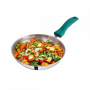 The Indus Valley Stainless Steel Capsule Fry pan |1.5Ltr | Green Bakelite Handle | 22 CM