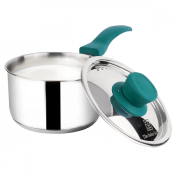 The Indus Valley Stainless Steel Bottom Saucepan | 14 cm | Green Bakelite