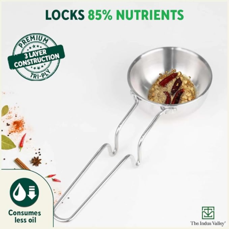 The Indus Valley Triply Stainless Steel Tadka Pan The Indus Valley Triply Stainless Steel Tadka Pan