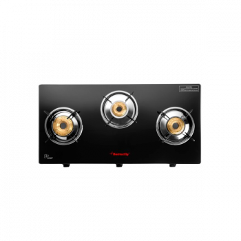 Butterfly Radiant Glass Top Gas Stove | 3 Burner | Black