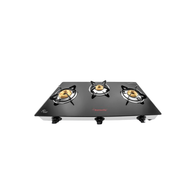Butterfly Radiant Glass Top Gas Stove | 3 Burner | Black Butterfly Radiant Glass Top Gas Stove | 3 Burner | Black