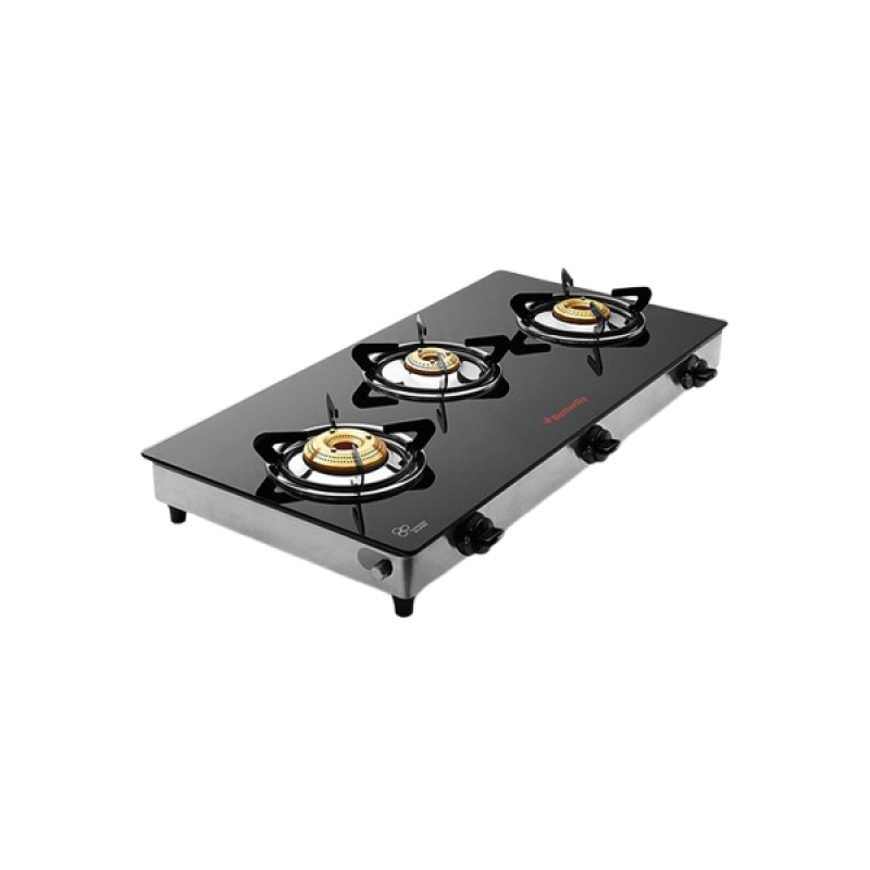 Butterfly Radiant Glass Top Gas Stove | 3 Burner | Black Butterfly Radiant Glass Top Gas Stove | 3 Burner | Black