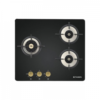 Faber Maxus HT603 CRS BR CI AI Glass Automatic Hob | 3 Burners | Black