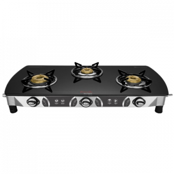 Preethi Blu Flame Blaze Glass Top Manual Gas Stove | 3 Burner
