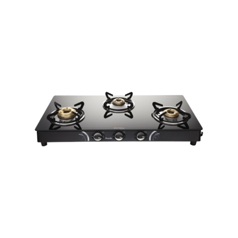 Preethi Blu Flame Sparkle Glass Manual Gas Stove | 3 Burners