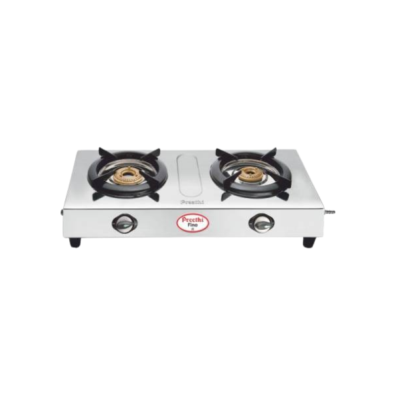 Preethi Blu Flame Fino Stainless Steel Manual Gas Stove | 2 Burners