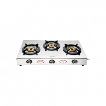 Preethi Blu Flame Ember Stainless Steel Manual Gas Stove | 3 Burners Preethi Blu Flame Ember Stainless Steel Manual Gas Stove | 3 Burners