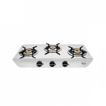 Preethi Stylo Steel Slim Stainless Steel Gas Stove | 3 Burner