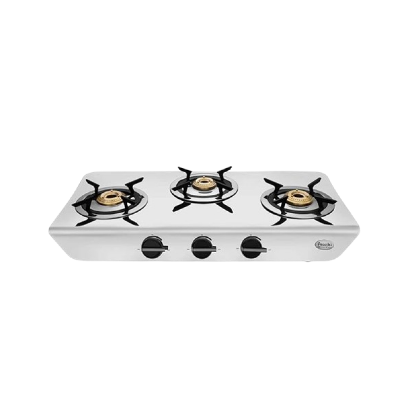 Preethi Stylo Steel Slim Stainless Steel Gas Stove | 3 Burner Preethi Stylo Steel Slim Stainless Steel Gas Stove | 3 Burner