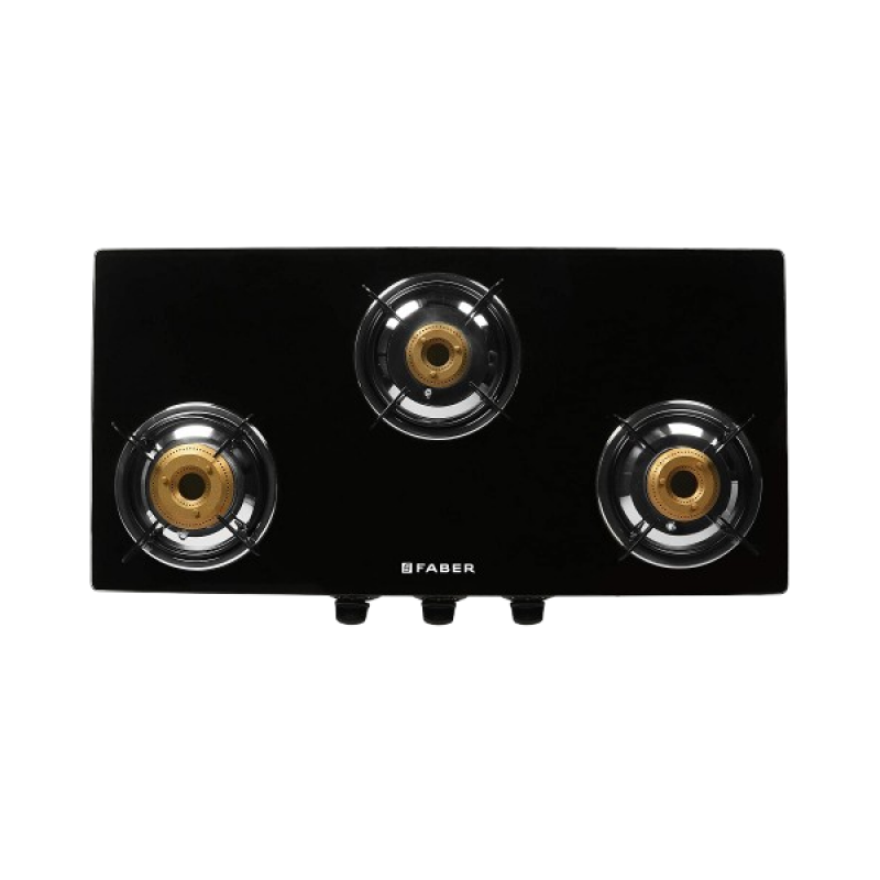 Faber Jumbo Gas Stove Glass  | Top 3 Burner Glass Top  | Black |  Jumbo 3BB BK AI