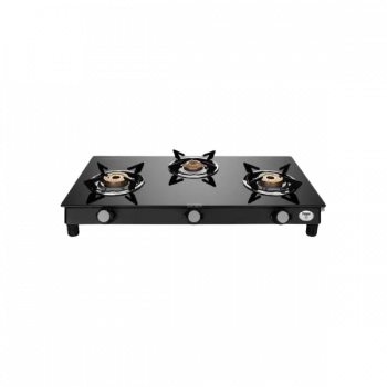 Preethi Bluflame Sparkle Power Duo Glass top Gas Stove | 3 Burner