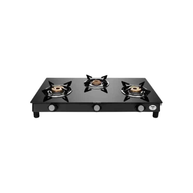 Preethi Bluflame Sparkle Power Duo Glass top Gas Stove | 3 Burner