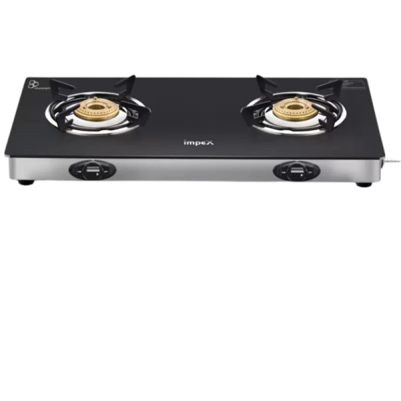 IMPEX ASPIRA 2B Glasstop Stainless Steel Manual Gas Stove | 2 Burner | Black IMPEX ASPIRA 2B Glasstop Stainless Steel Manual Gas Stove | 2 Burner | Black
