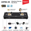 IMPEX ASPIRA 2B Glasstop Stainless Steel Manual Gas Stove | 2 Burner | Black IMPEX ASPIRA 2B Glasstop Stainless Steel Manual Gas Stove | 2 Burner | Black