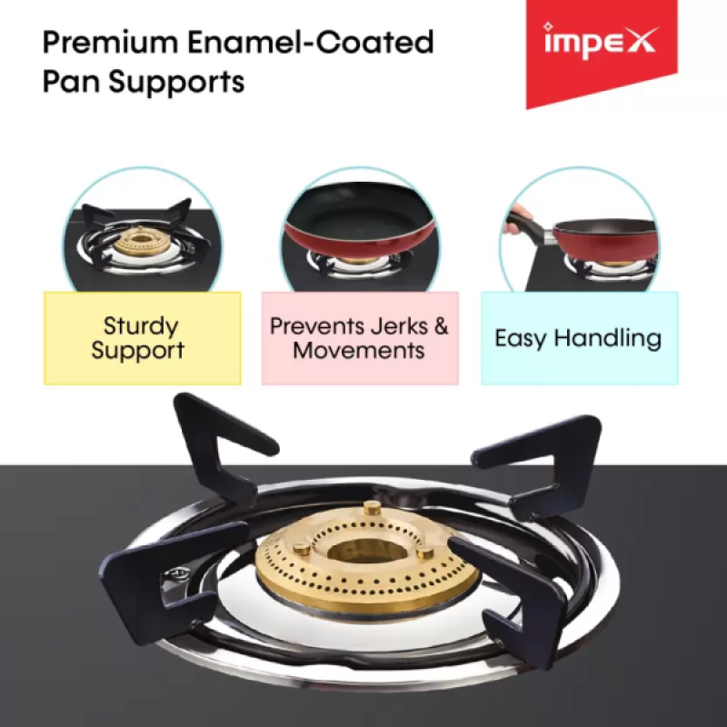 IMPEX ASPIRA 2B Glasstop Stainless Steel Manual Gas Stove | 2 Burner | Black IMPEX ASPIRA 2B Glasstop Stainless Steel Manual Gas Stove | 2 Burner | Black