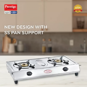 Prestige Agni Classic Manual Gas Stove | 2 Burners | Stainless Steel Prestige Agni Classic Manual Gas Stove | 2 Burners | Stainless Steel