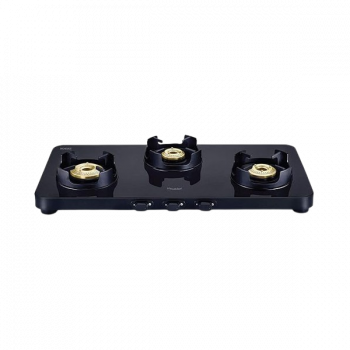 Prestige Gas Stove | EdgeSchott | Glass-Top | 3 Brass Burner | Ultra-Slim Body | Black