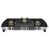 Preethi Blu Flame Blaze Glass top 3 Burner Gas Stove | Manual Ignition | Black | GTS 117