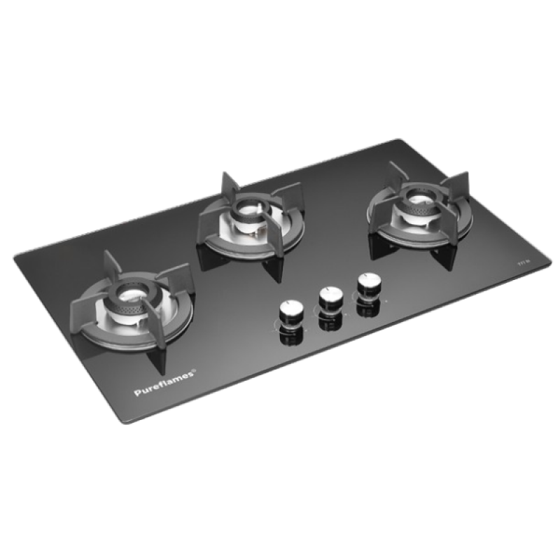 Pureflames Glasstop Automatic Hob 777N | 3 Burner | Black Pureflames Glasstop Automatic Hob 777N | 3 Burner | Black