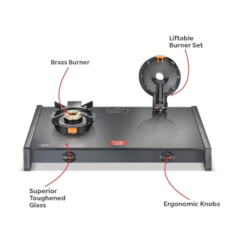 Prestige Svachh Glass Top Gas Stove | 2 Burner | Liftable Burner | GTSB 02 Prestige Svachh Glass Top Gas Stove | 2 Burner | Liftable Burner | GTSB 02