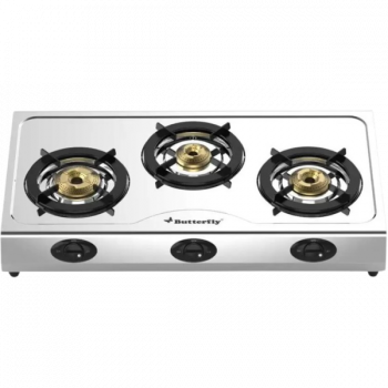 Butterfly BOLT Stainless Steel Manual Gas Stove | 3 Burner | Steel