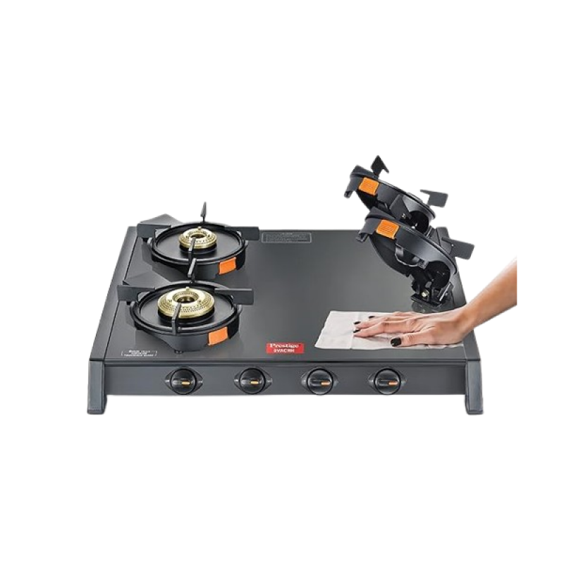 Prestige Svachh Glass Top Gas Stove | 4 Burners | Liftable Burners | GTSB-04 Prestige Svachh Glass Top Gas Stove | 4 Burners | Liftable Burners | GTSB-04