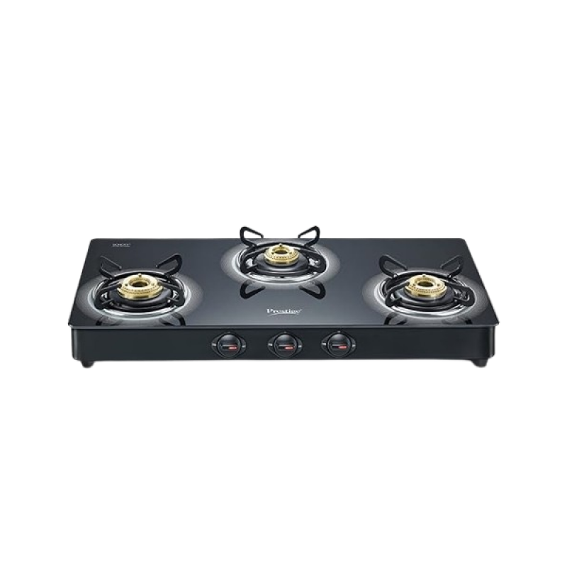 Prestige Royale Plus Toughened Black Glass Top Gas Stove | 3 Burners | 40513