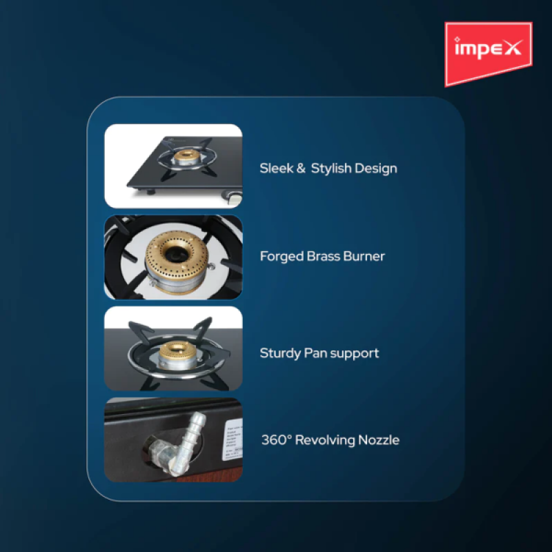 Impex AIRA 2B Frameless Glass top Gas Stove | 2 Burners Impex AIRA 2B Frameless Glass top Gas Stove | 2 Burners