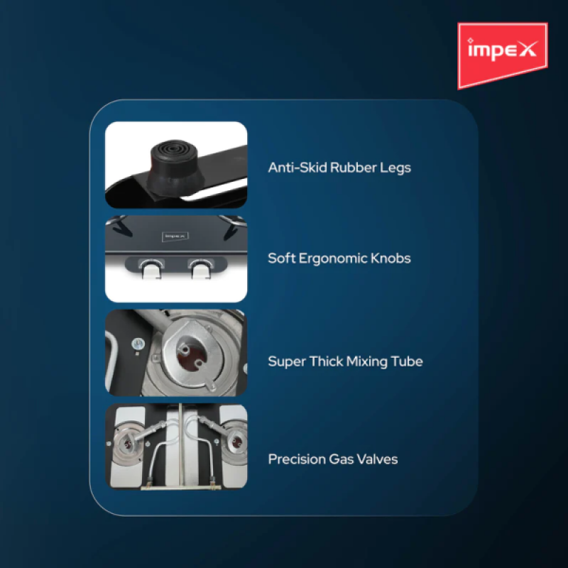 Impex AIRA 2B Frameless Glass top Gas Stove | 2 Burners Impex AIRA 2B Frameless Glass top Gas Stove | 2 Burners