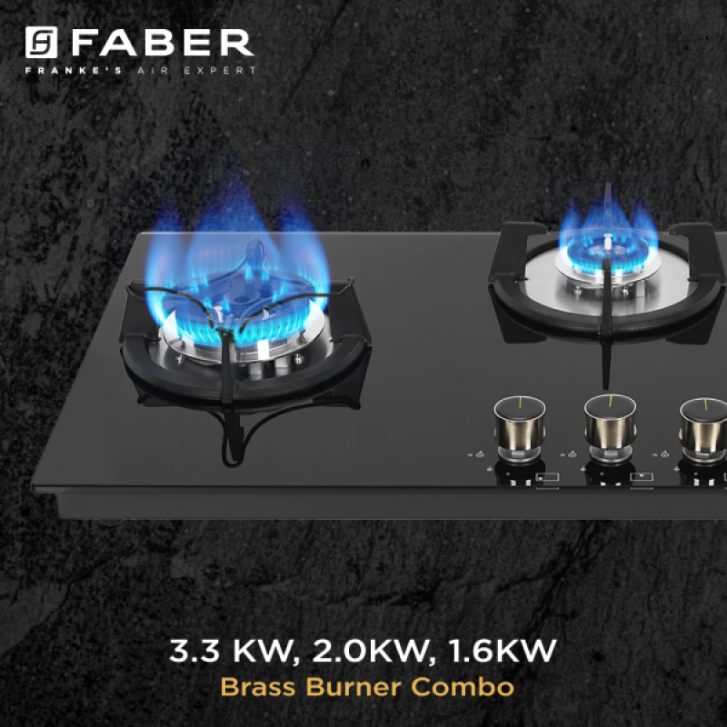 Faber Hob 3 Burner | Auto-Ignition | HOB SUPERIA HT903 BR AI Faber Hob 3 Burner | Auto-Ignition | HOB SUPERIA HT903 BR AI