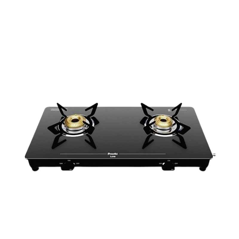 Preethi Luxe Glass Top Gas Stove | With Driptray Less Infinity Design | Black Preethi Luxe Glass Top Gas Stove | With Driptray Less Infinity Design | Black