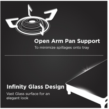 Preethi Luxe Glass Top Gas Stove | 3 Burner | With Driptray Less Infinity Design | Black Preethi Luxe Glass Top Gas Stove | 3 Burner | With Driptray Less Infinity Design | Black