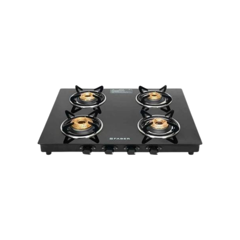 Faber Cooktop Spark 4BB BK Brass Manual Hob | 4 Burners | Black Faber Cooktop Spark 4BB BK Brass Manual Hob | 4 Burners | Black