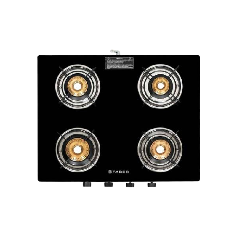 Faber Cooktop Spark 4BB BK Brass Manual Hob | 4 Burners | Black Faber Cooktop Spark 4BB BK Brass Manual Hob | 4 Burners | Black