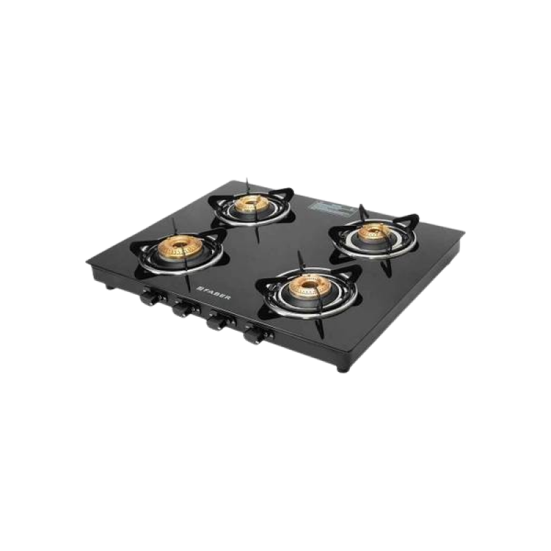 Faber Cooktop Spark 4BB BK Brass Manual Hob | 4 Burners | Black Faber Cooktop Spark 4BB BK Brass Manual Hob | 4 Burners | Black