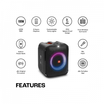 JBL PartyBox Encore Essential Music Synced Strobe Lightshow | PartyBox App 100 W Bluetooth Party Speaker | Black JBL PartyBox Encore Essential Music Synced Strobe Lightshow | PartyBox App 100 W Bluetooth Party Speaker | Black