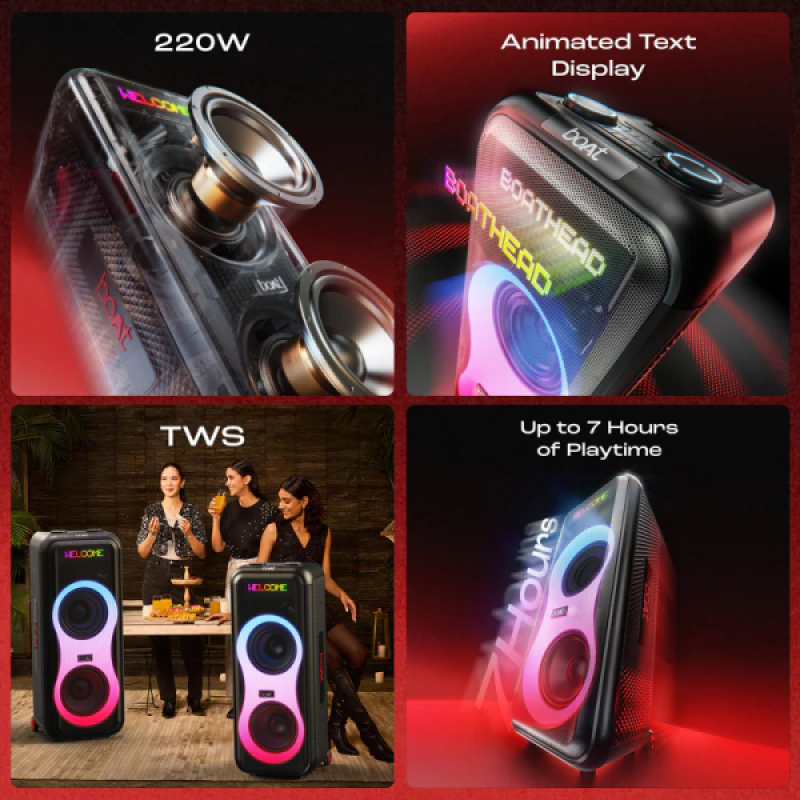 boAt PartyPal 600 Bluetooth Party Speaker | 220W | Premium Black boAt PartyPal 600 Bluetooth Party Speaker | 220W | Premium Black